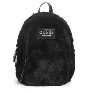 GUESS Plush Faux Fur Black Backpack